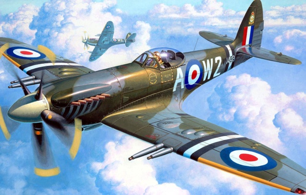 Supermarine Spitfire Mk Drawing British Fighter Art