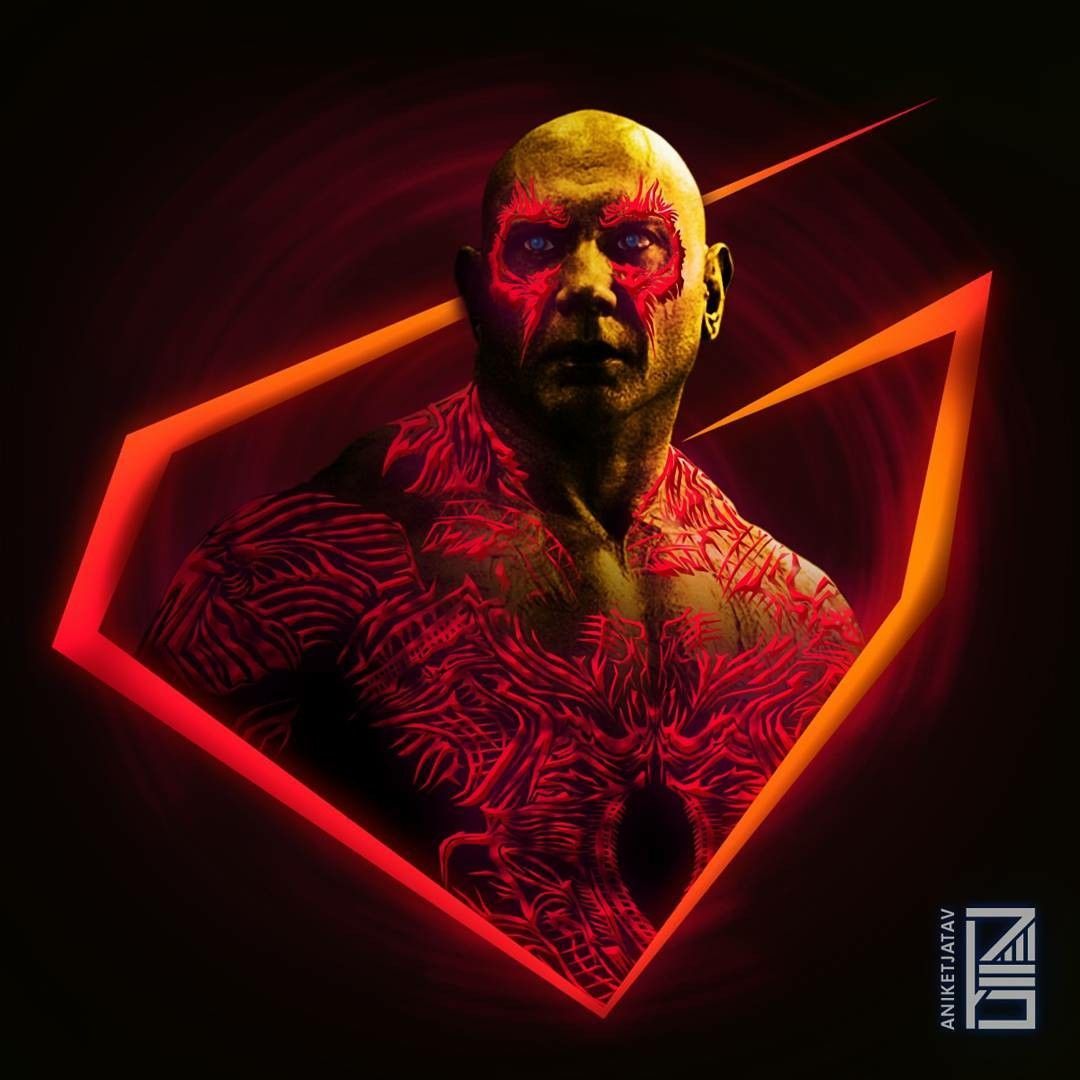 Drax Marvel Neon Potraits Painting M Rv L