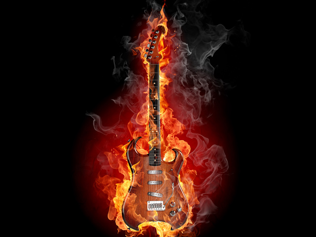 Music Guitar Fire Flame Cool Design Musical Instrument Flaming