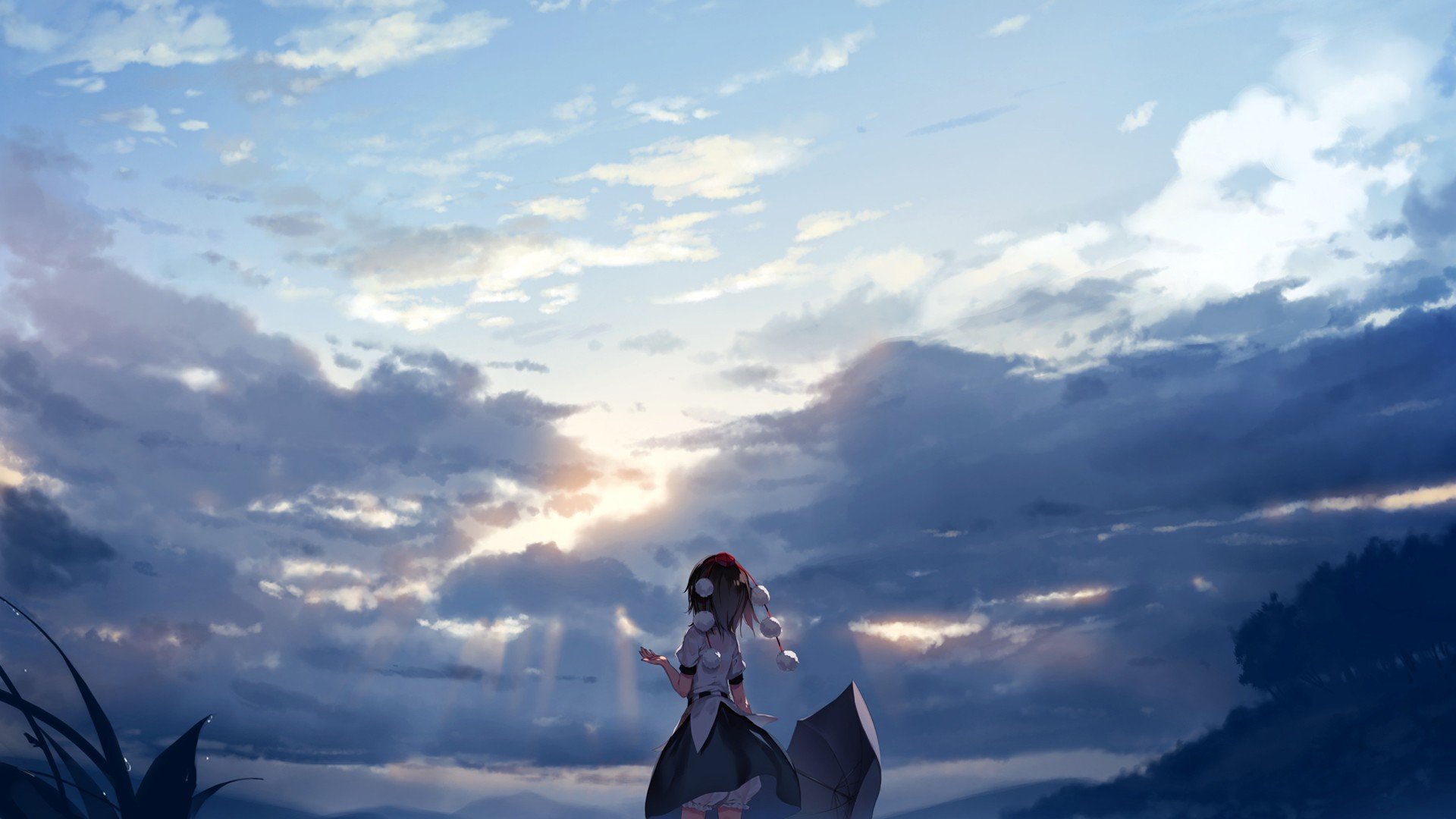 Anime Rain Touhou Wallpaper HD