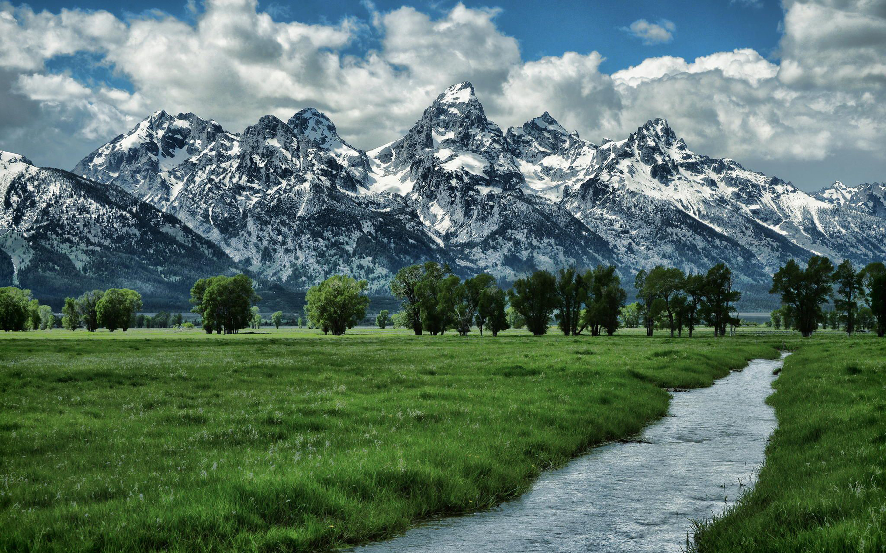 Landscape Rocky Mountains Snow Sky With White Cloud Mountain