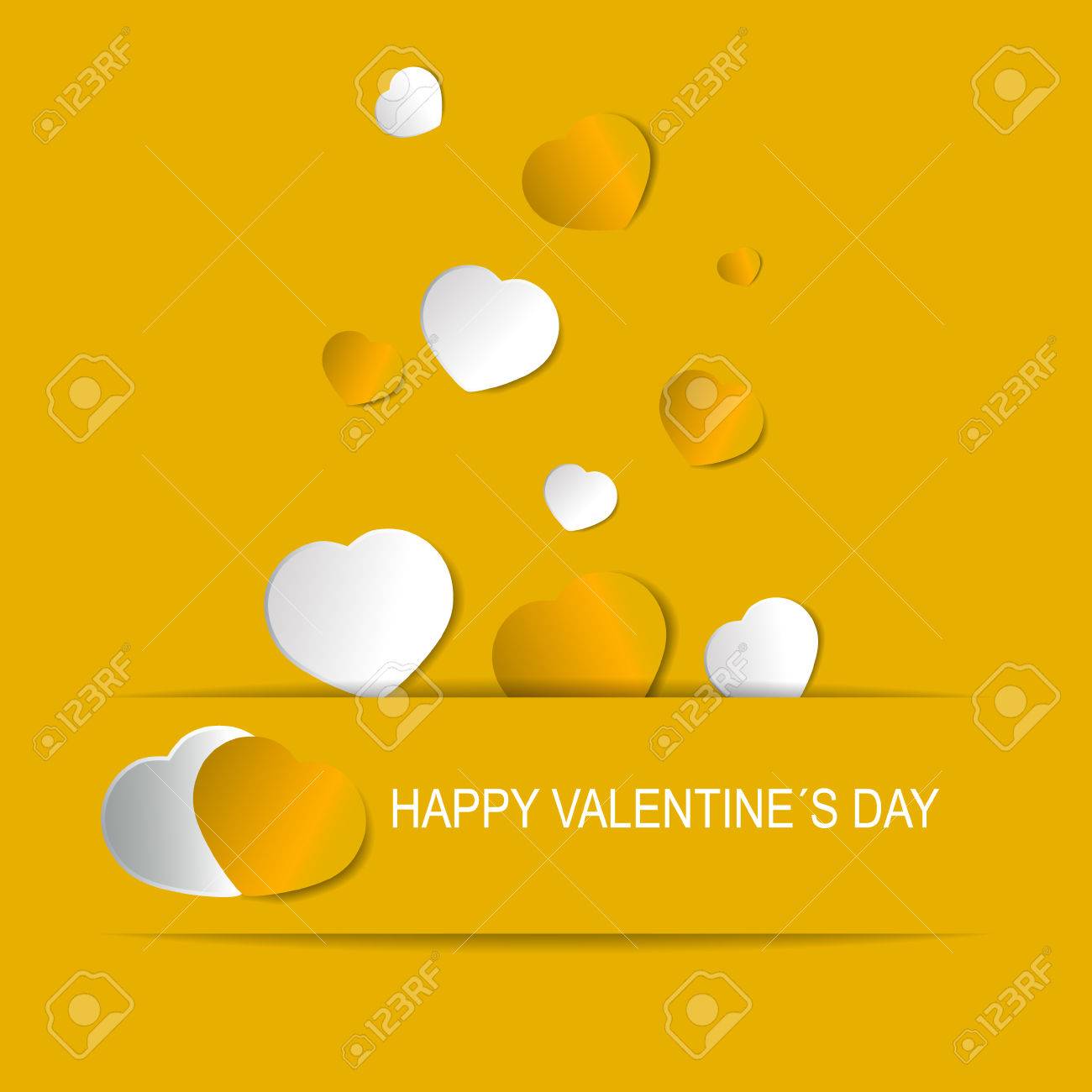 Valentines Day Wallpaper With Yellow And White Hearts Royalty