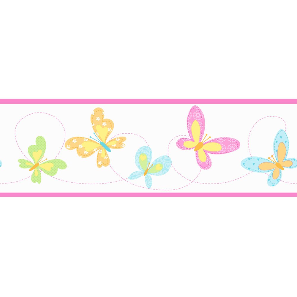 Buy Fine Decor Butterfly Hoopla Wallpaper Border Pink White