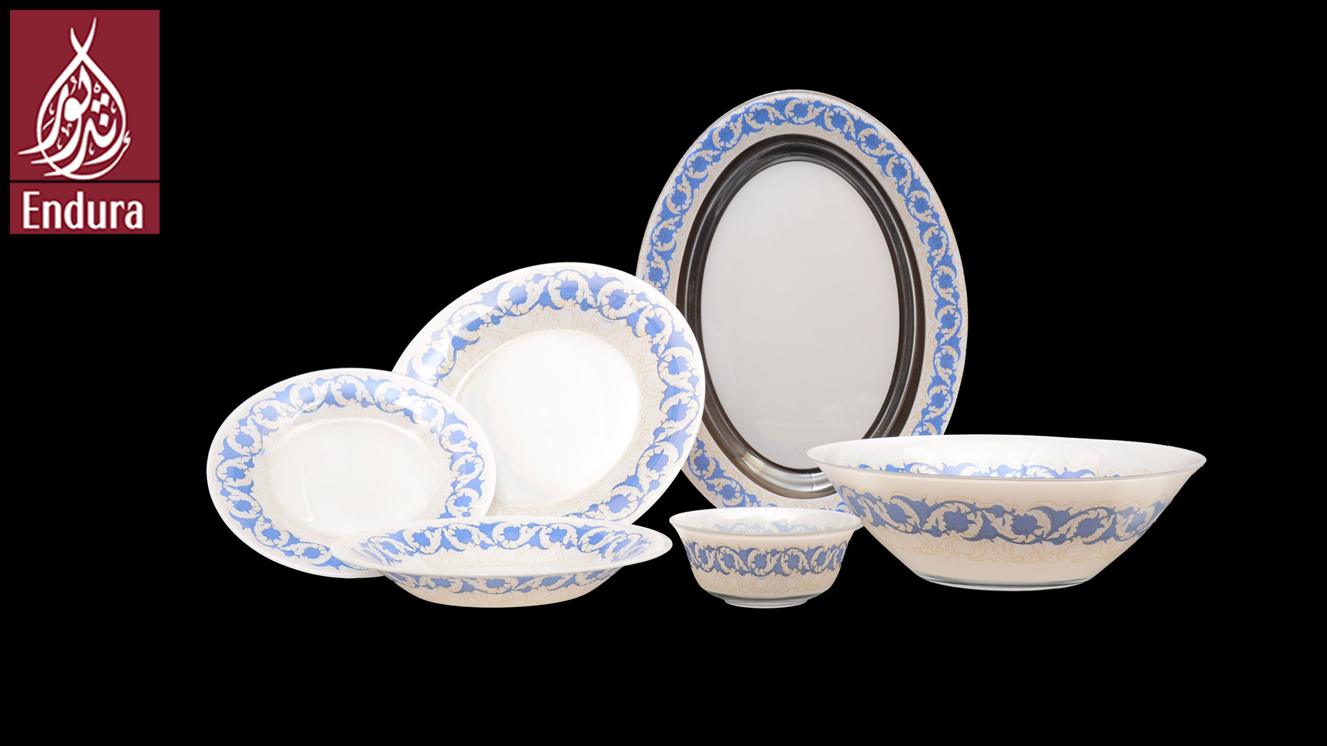 Endura Damask Blue Dinner Set Of K6068