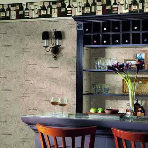 Contemporary Wine Wallpaper Border Bg1682bd Bottle Kitchen Decor