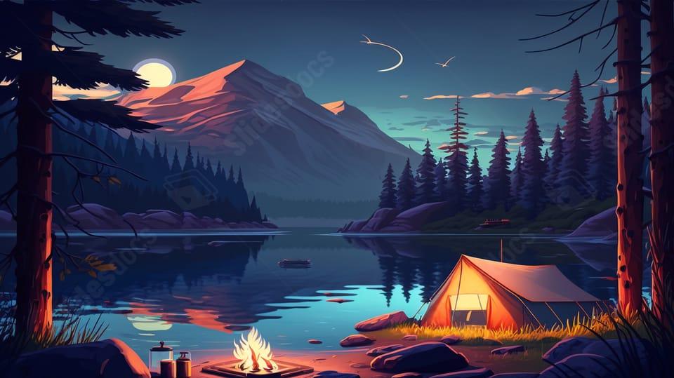 Summer Night Camping Powerpoint Background For