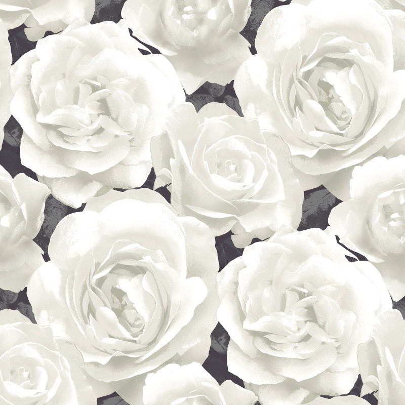Grandeco Photographic Rose Wallpaper In White And Black