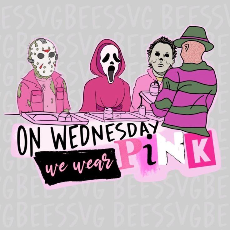 Mean Girls On Wednesday We Wear Pink Halloween Freddy Jason Mike