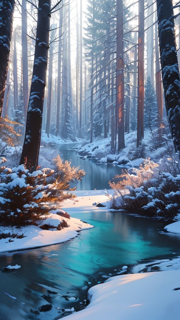 Forest Winter Scenery For Phone Wallpaper