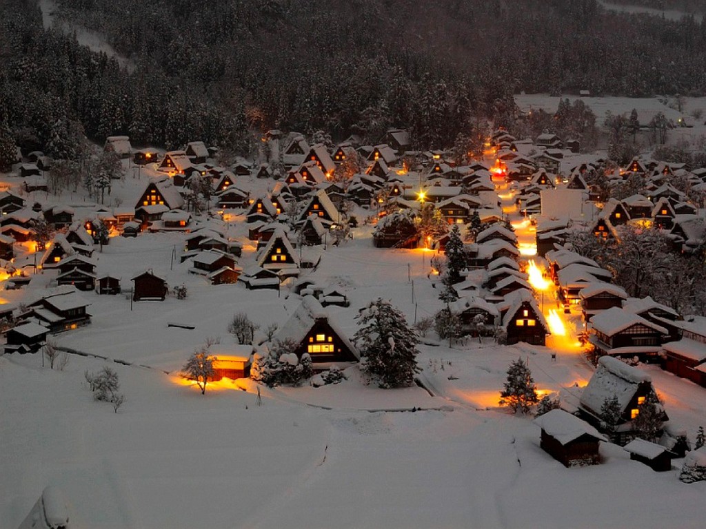 Wallpaper Village In Winter