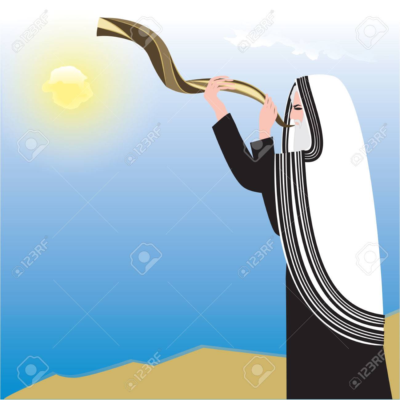 🔥 Free download Man Holding Shofar Background Sky Sun Art Abstract