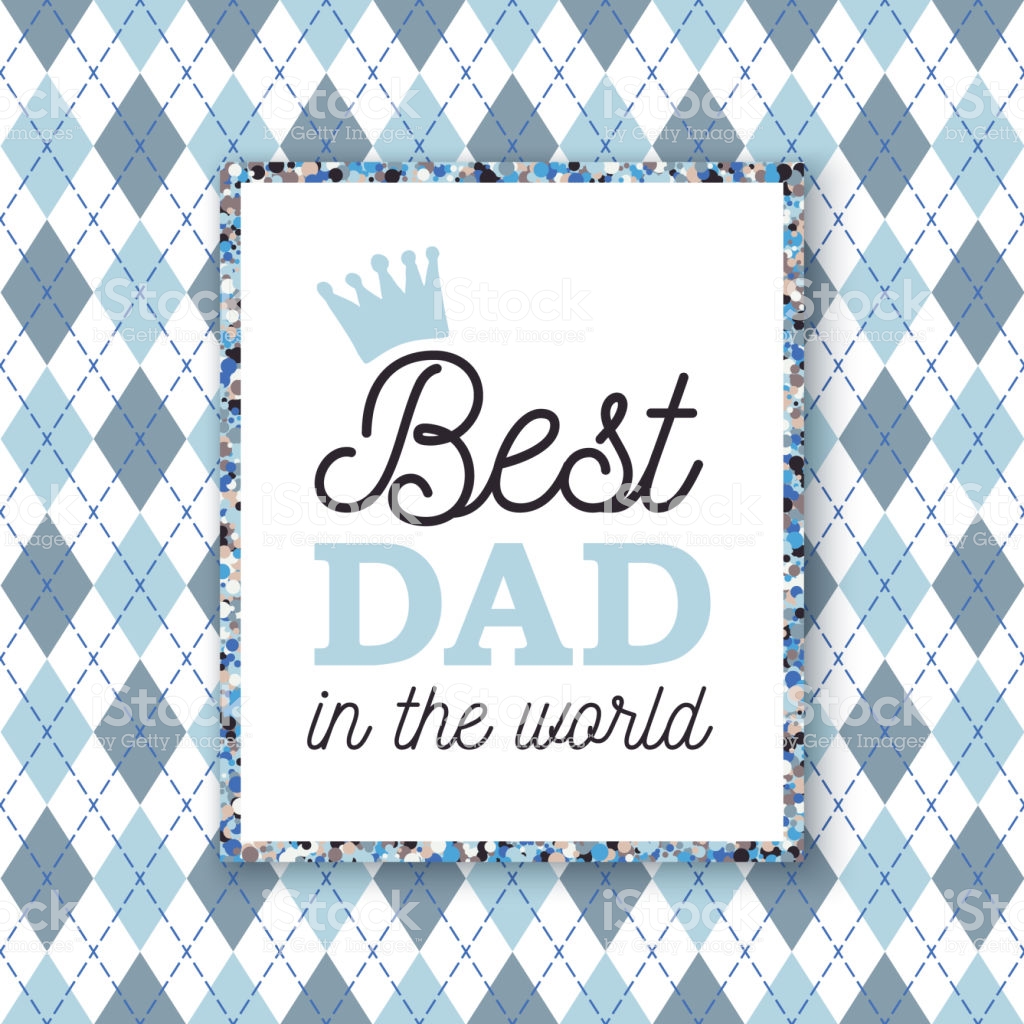 Best Dad In The World Greeting Card On Chevron Background Vector