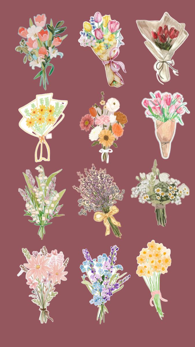 Bouqet Of Flowers Aesthetic Stickers Wallpaper