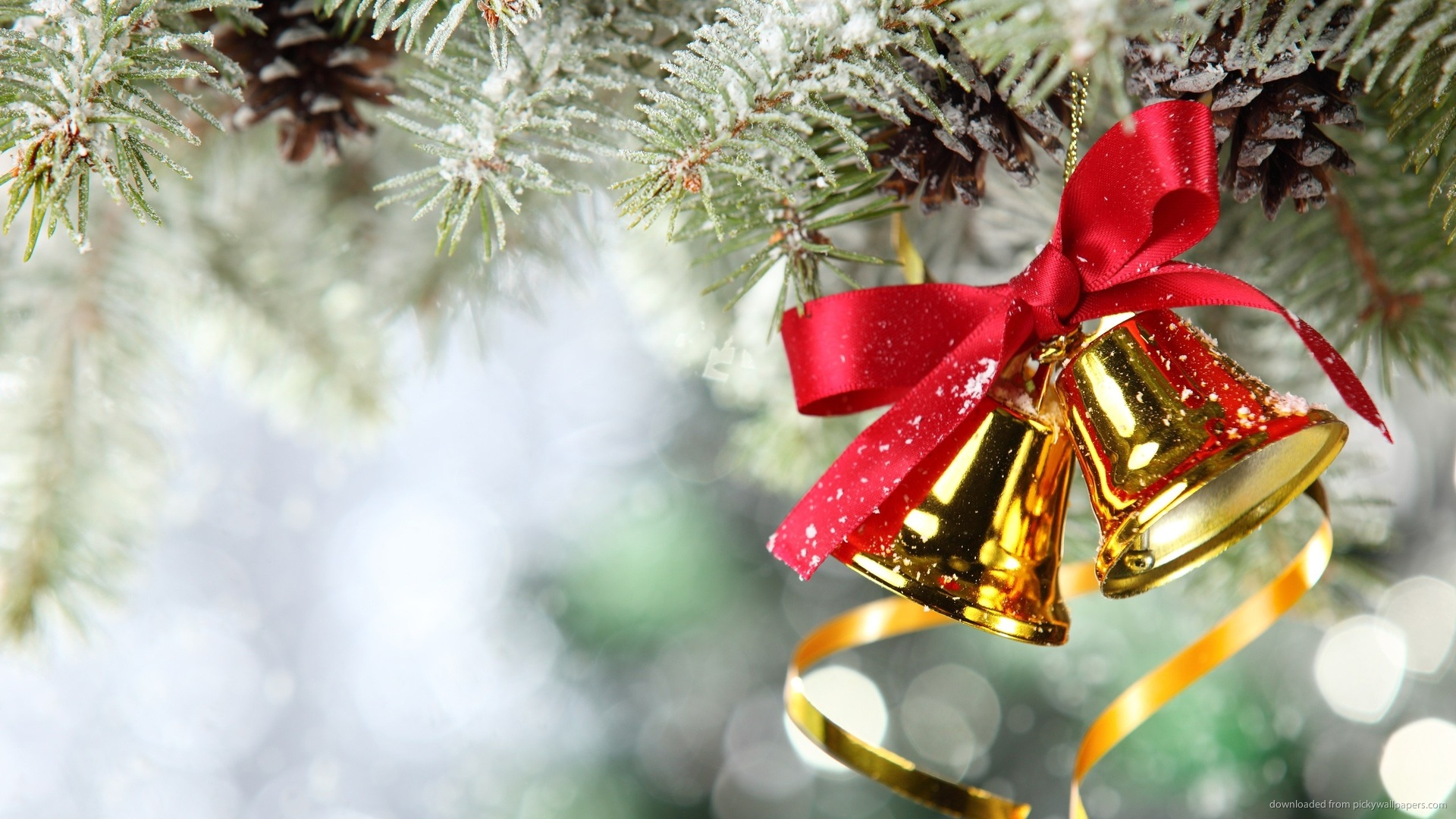Gold Christmas Tree Bells Wallpaper Picture For iPhone Blackberry