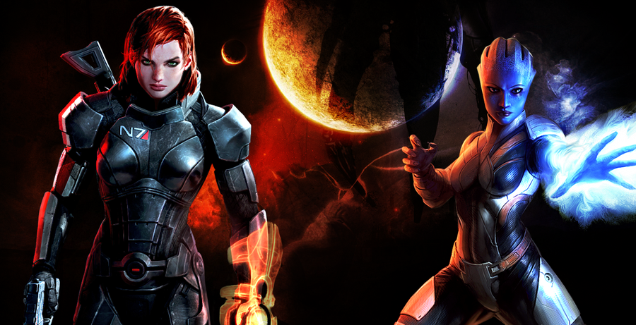 Me3 Femshep And Liara Romance Wallpaper By Suicidebyinsecticide On