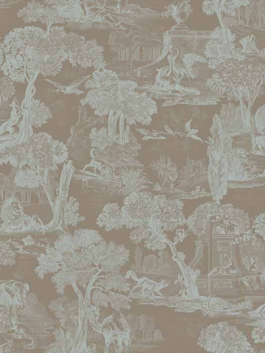 Versailles Wallpaper In Teal Toile De Jouy Designer