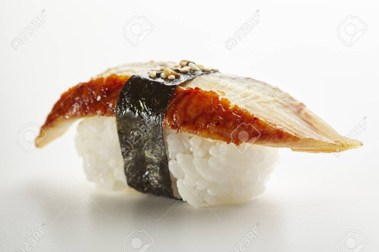 Japanese Sushi Unagi Nigiri Eel On White