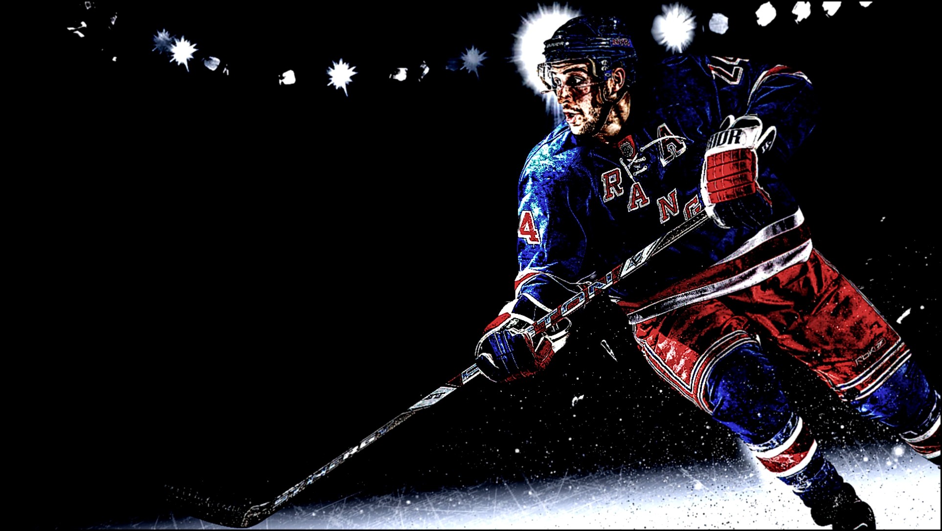 New York Rangers hockey player in action on the ice