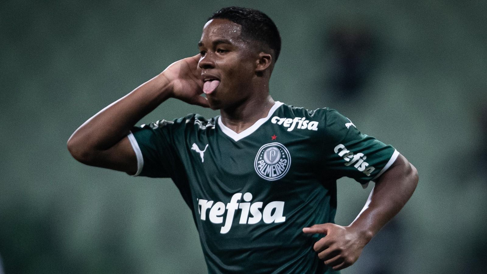 Endrick Felipe celebrating a goal for Palmeiras
