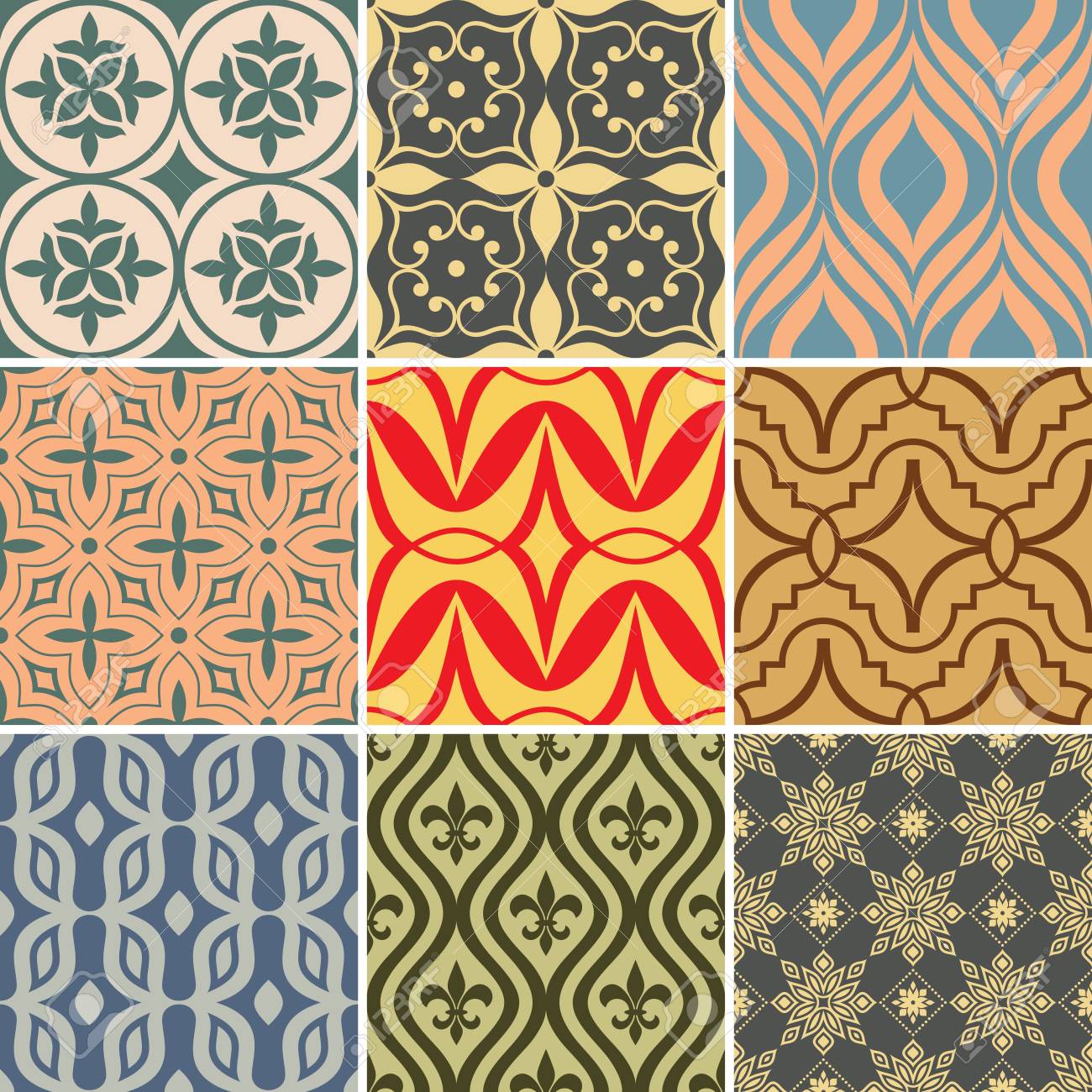 Retro Seamless Wallpaper Patterns Vintage Color Background With