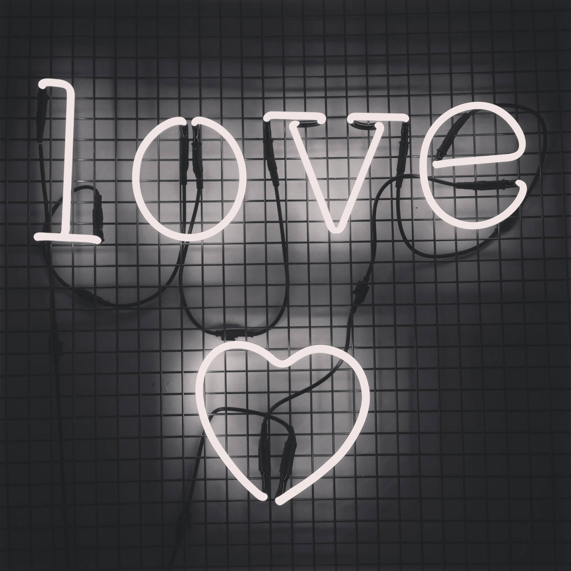 Love On Grid White Neon Aesthetic 9buim1gi1eve5ano Wallpaper