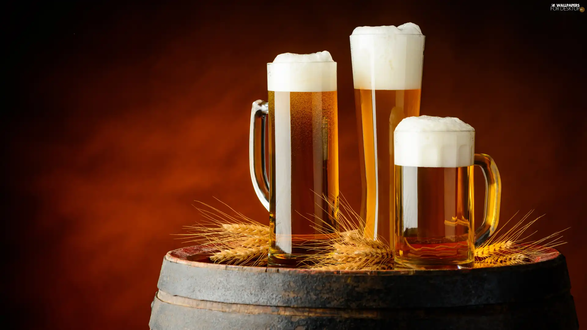 Mugs Wheat Barrel Beer Wallpaper