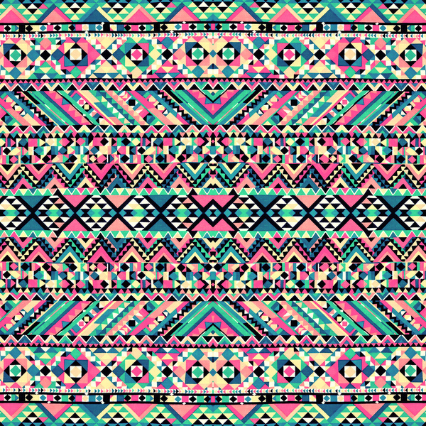 Pink Turquoise Girly Aztec Andes Tribal Pattern Art Print By Railton