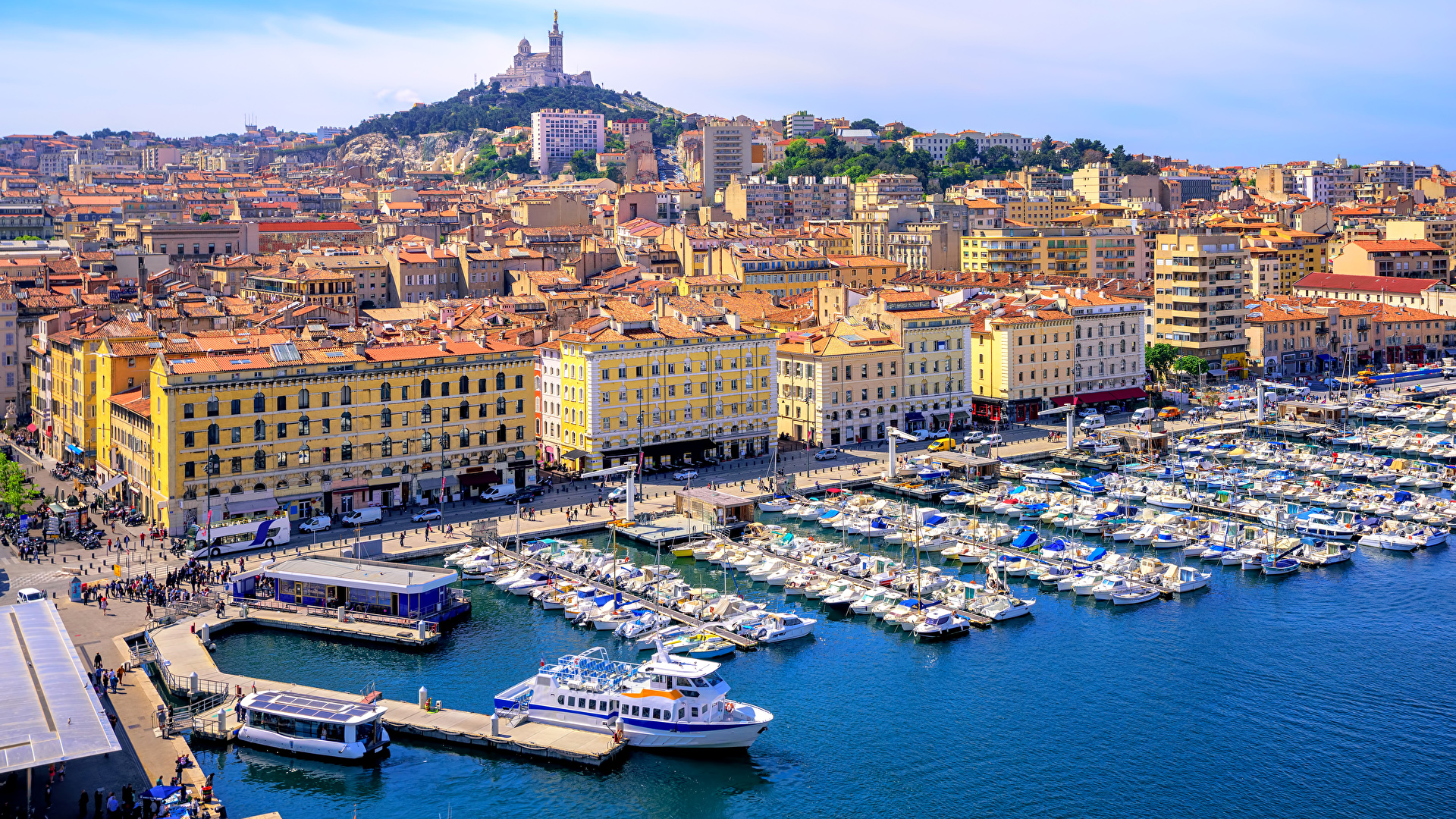 Wallpaper Marseille France Marinas Motorboat Cities