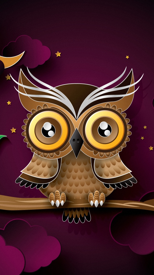 HD Owl Bird Art Branch Sony Xperia Wallpaper