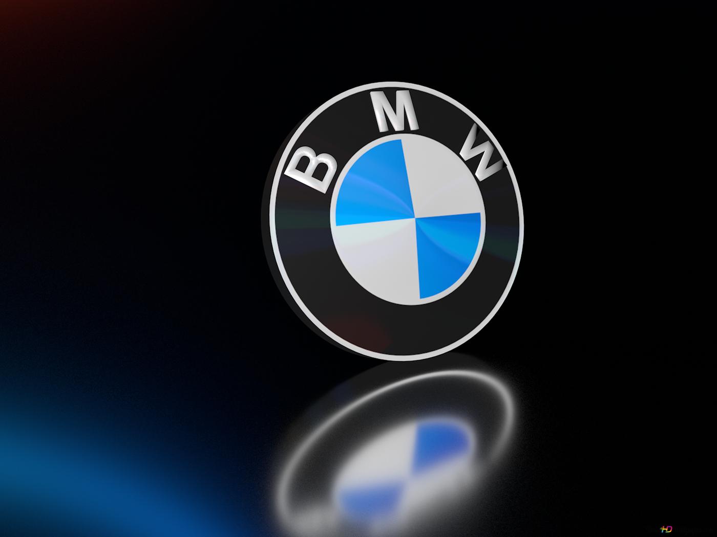 Glossy BMW Logo on Dark Background