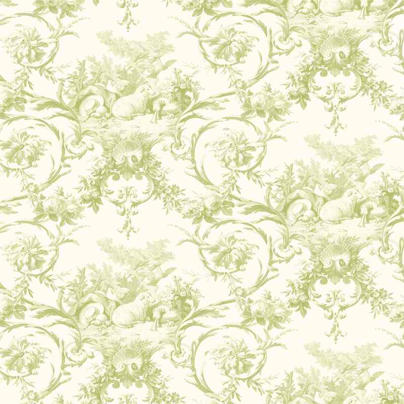 Green Toile Wallpaper On