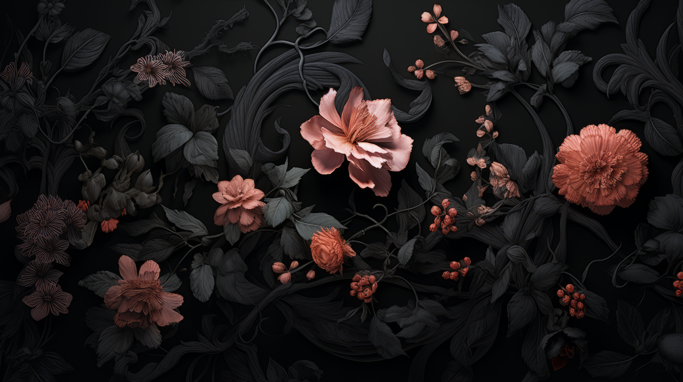 Dark Floral Elegance Black Aesthetic Flower HD Wallpaper By