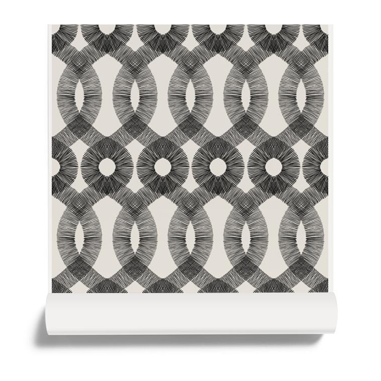 Spiro Wallpaper In Ivory And Black From The Handcraft Collection