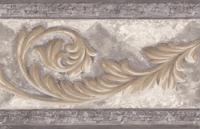 Olive Silver Gold Antique Swirls Wallpaper Border   Victorian