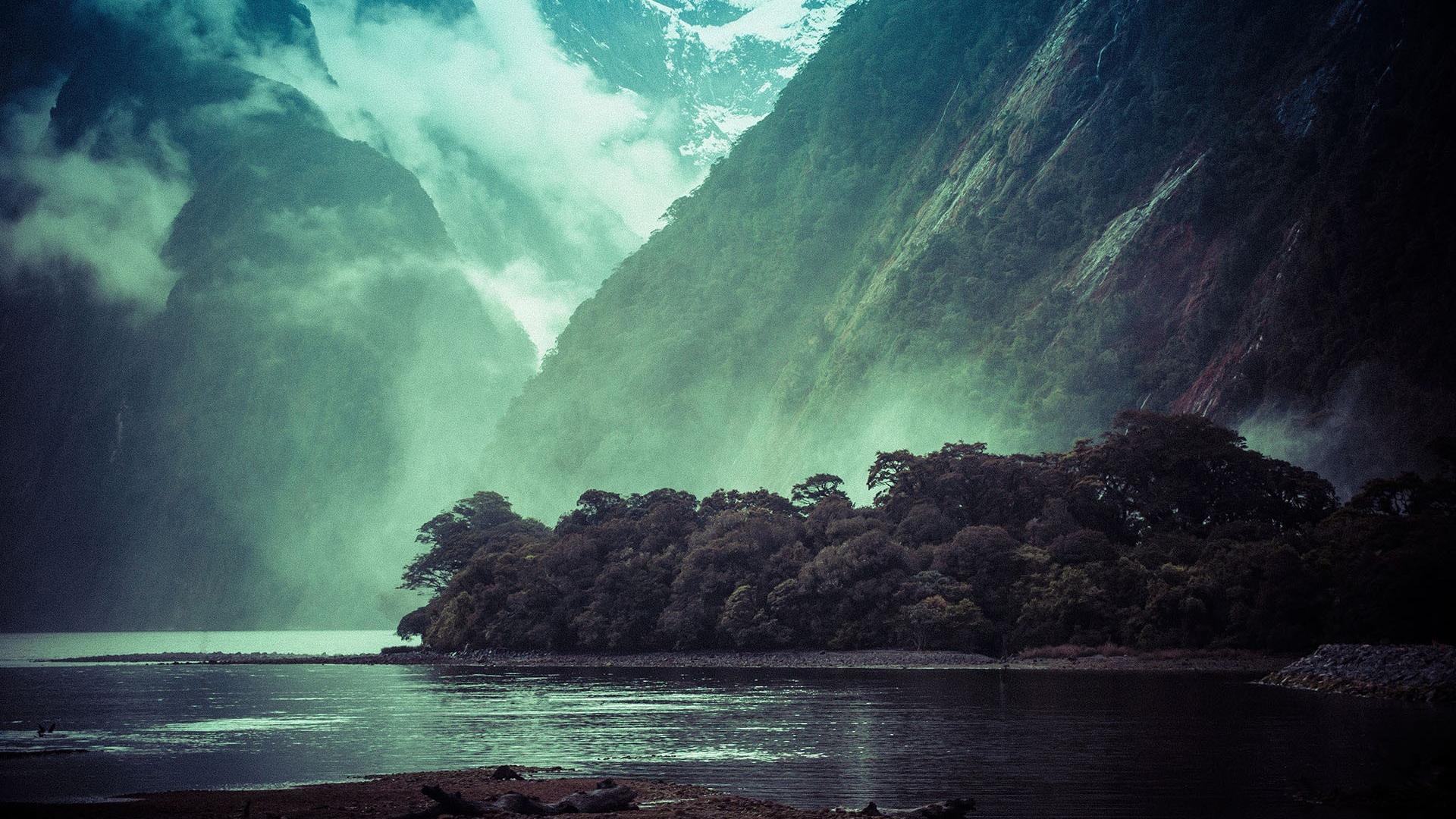 Mountains landscapes new zealand fjord milford sound wallpaper