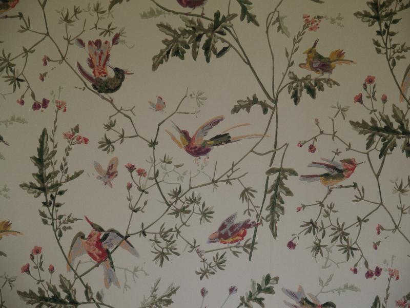 Hinxton England Hall Wallpaper With Birds And Flowers