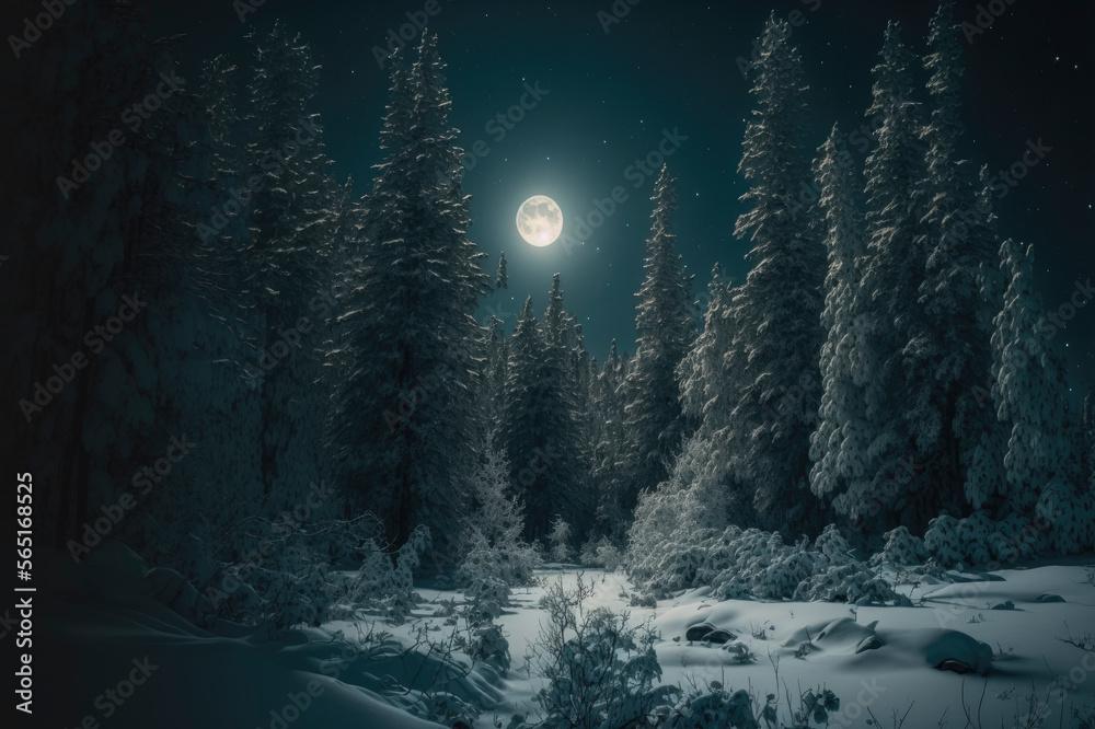 Dark Winter Forest Moon Light Aesthetic Background Witchcraft