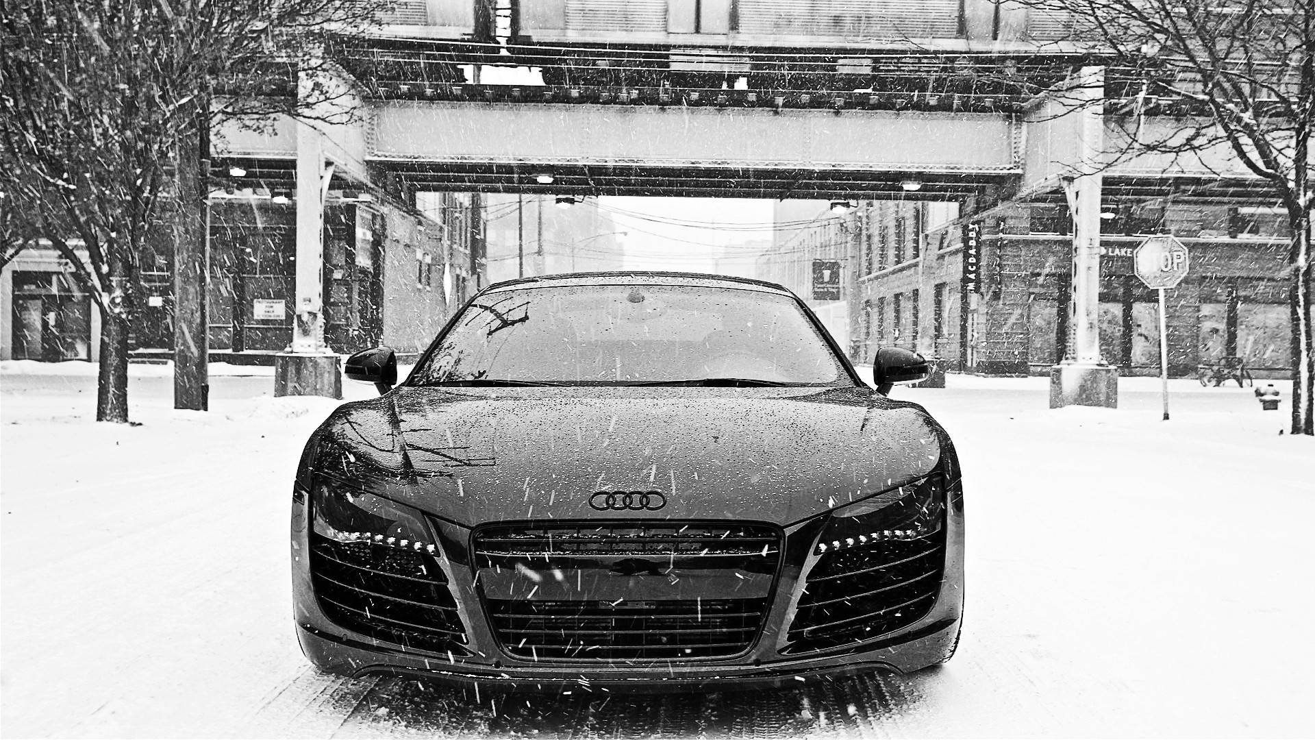 HD Audi R8 In Snow Desktop Wallpaper