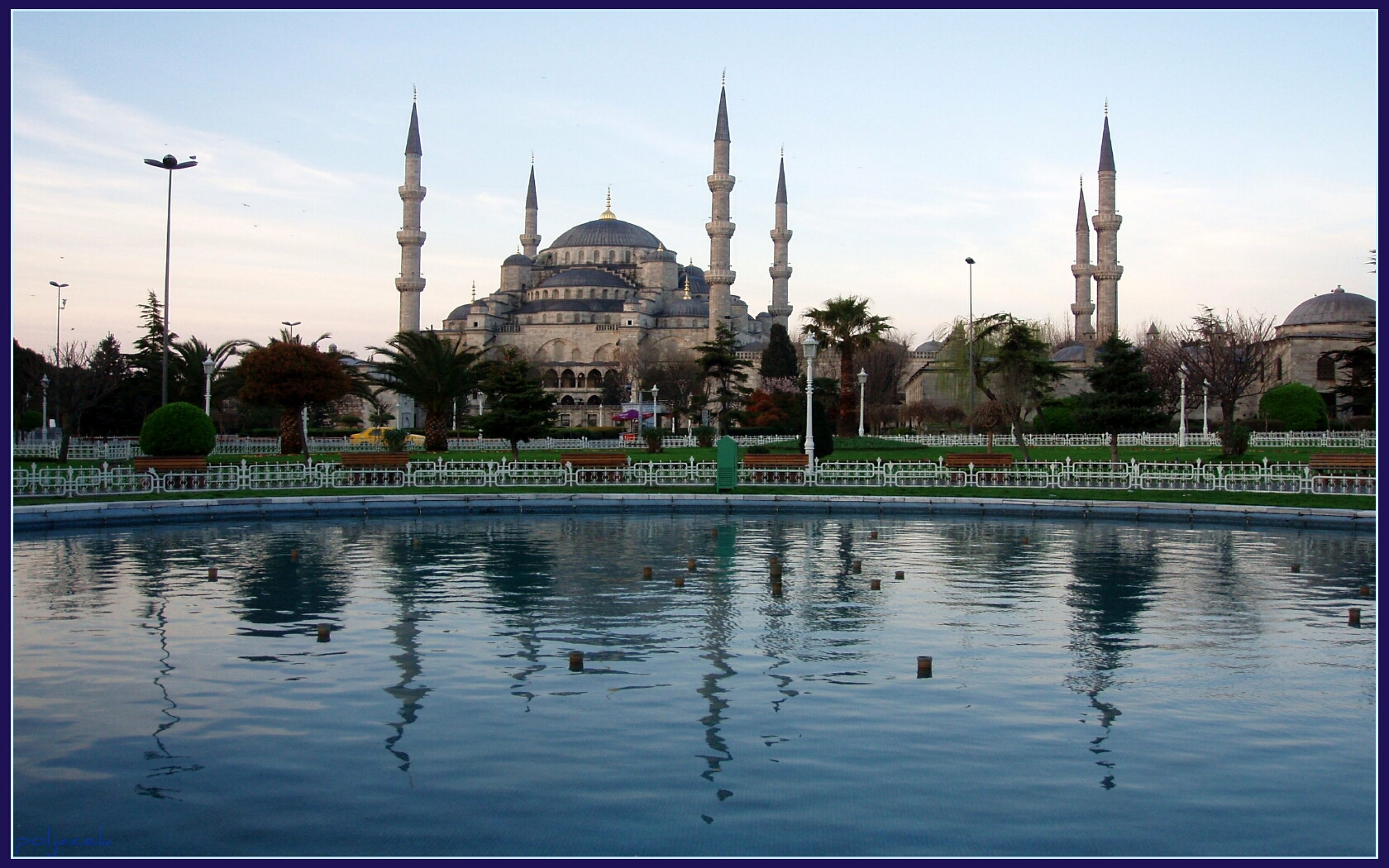 Blue Mosque At Hour With Moonlight Wallpaper