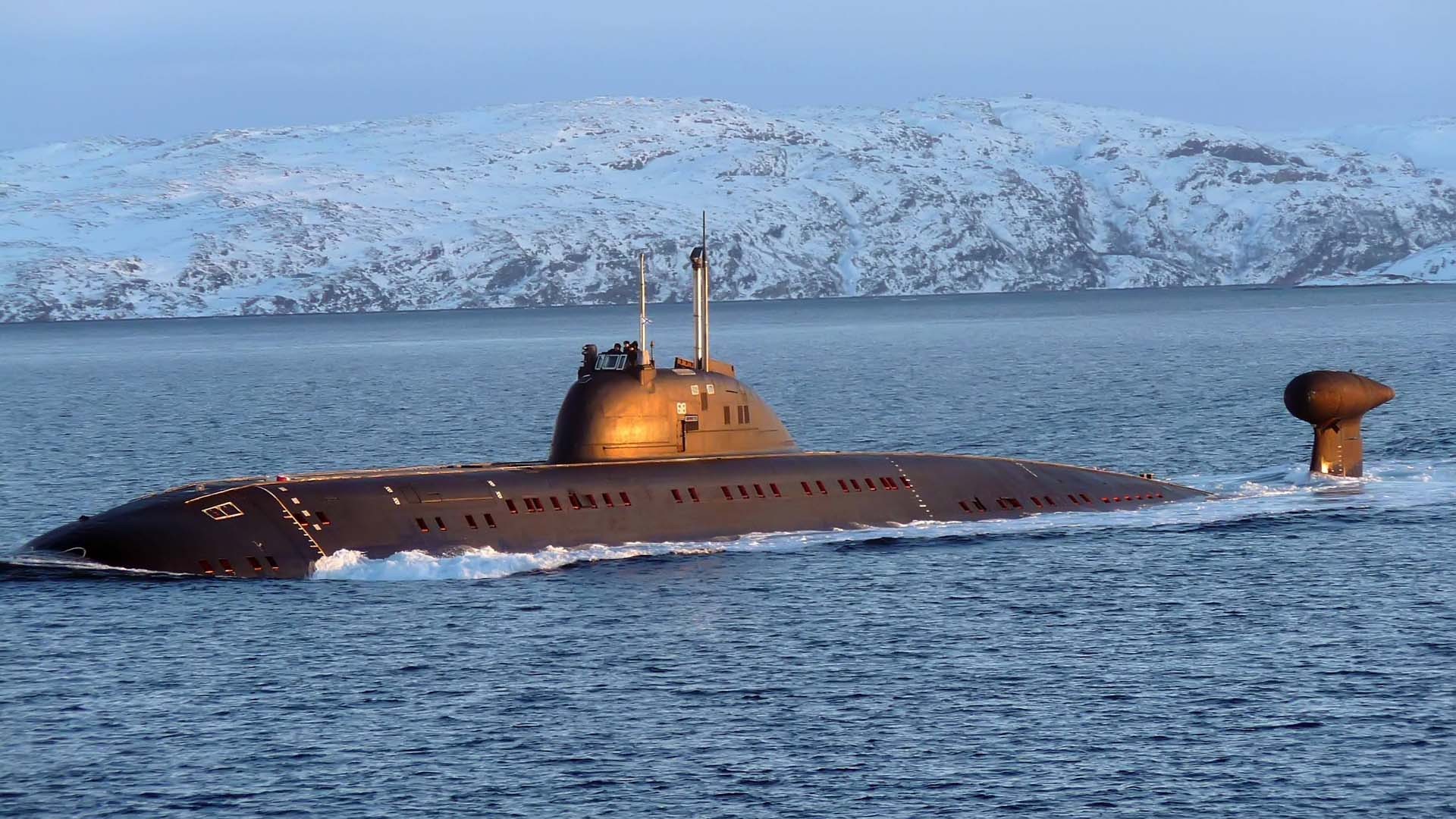 navy submarine submarine boat in ocean gave snow mountainsjpg