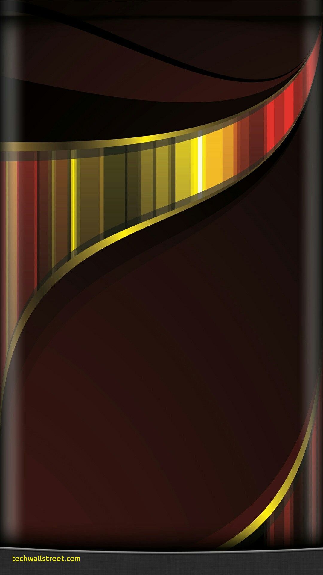 Abstract black and gold phone wallpaper with a curved, striped design