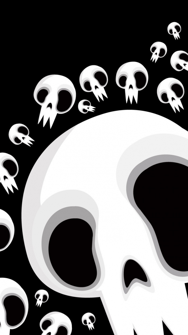 Wallpaper Skull Black White Drawing iPhone 5s 5c