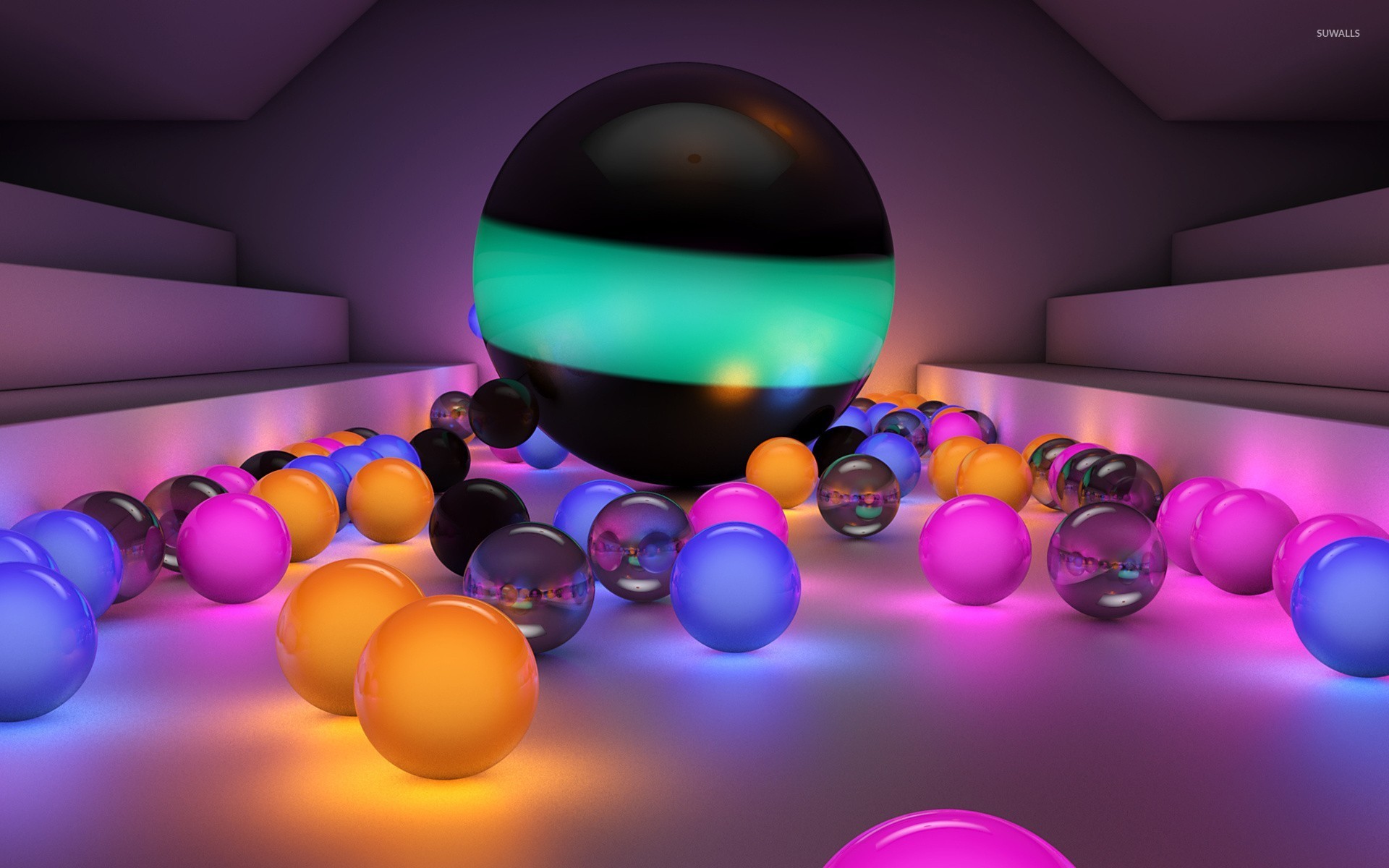 Glowing Marbles Wallpaper 3d