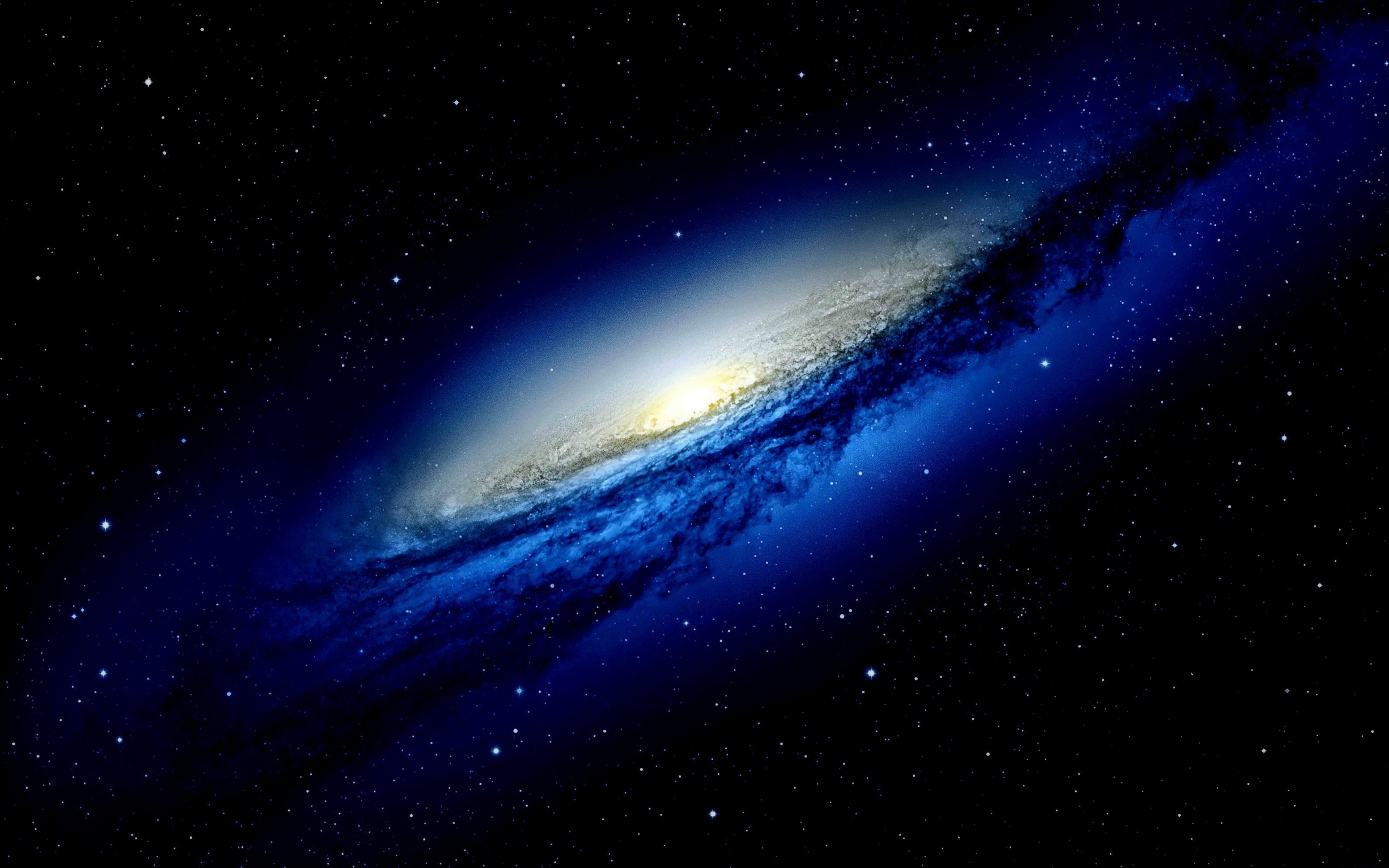 HD Spiral Galaxy Nebula Vortex Stars In Dark Blue Color Wallpaper