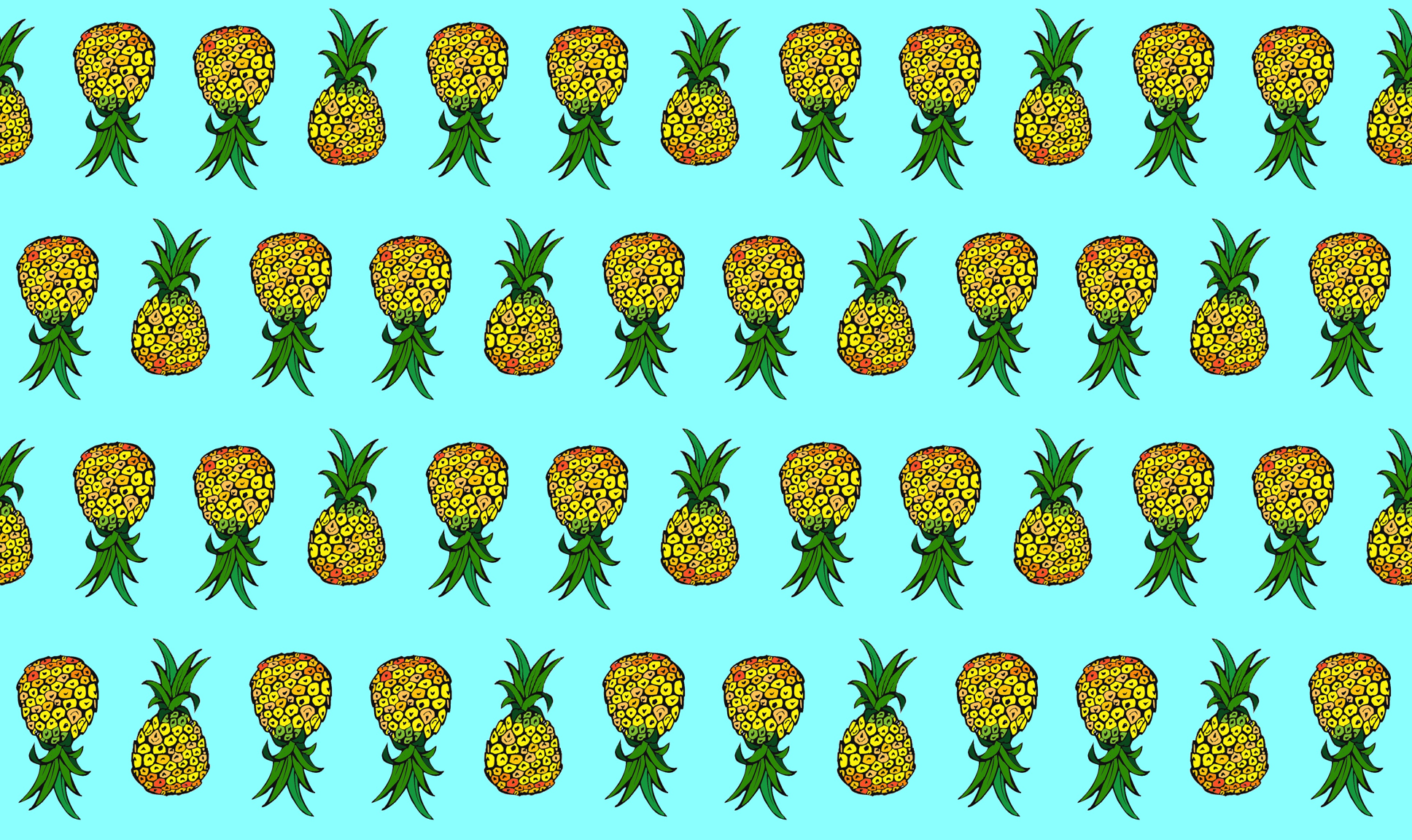 Pineapple Print Background Tiny pineapples on turquoise