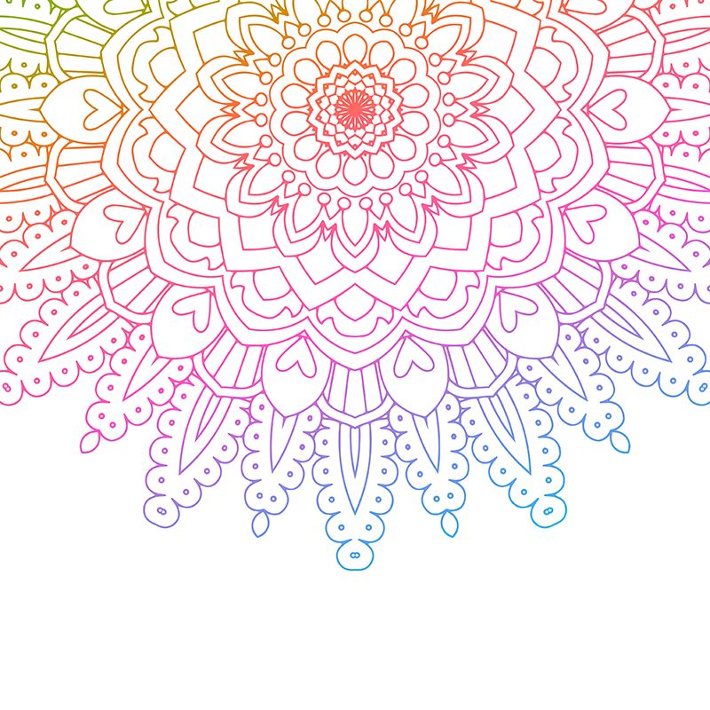 Rainbow Coloured Mandala Background Abstract Art Trendy