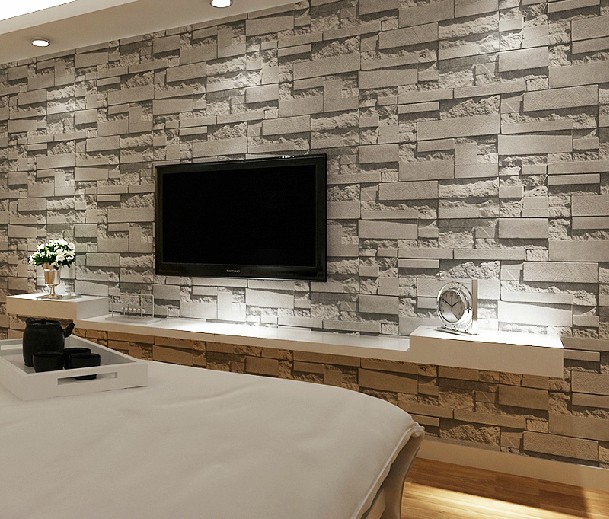 Brick 3d Stone Wallpaper Modern Wallcovering Pvc Roll