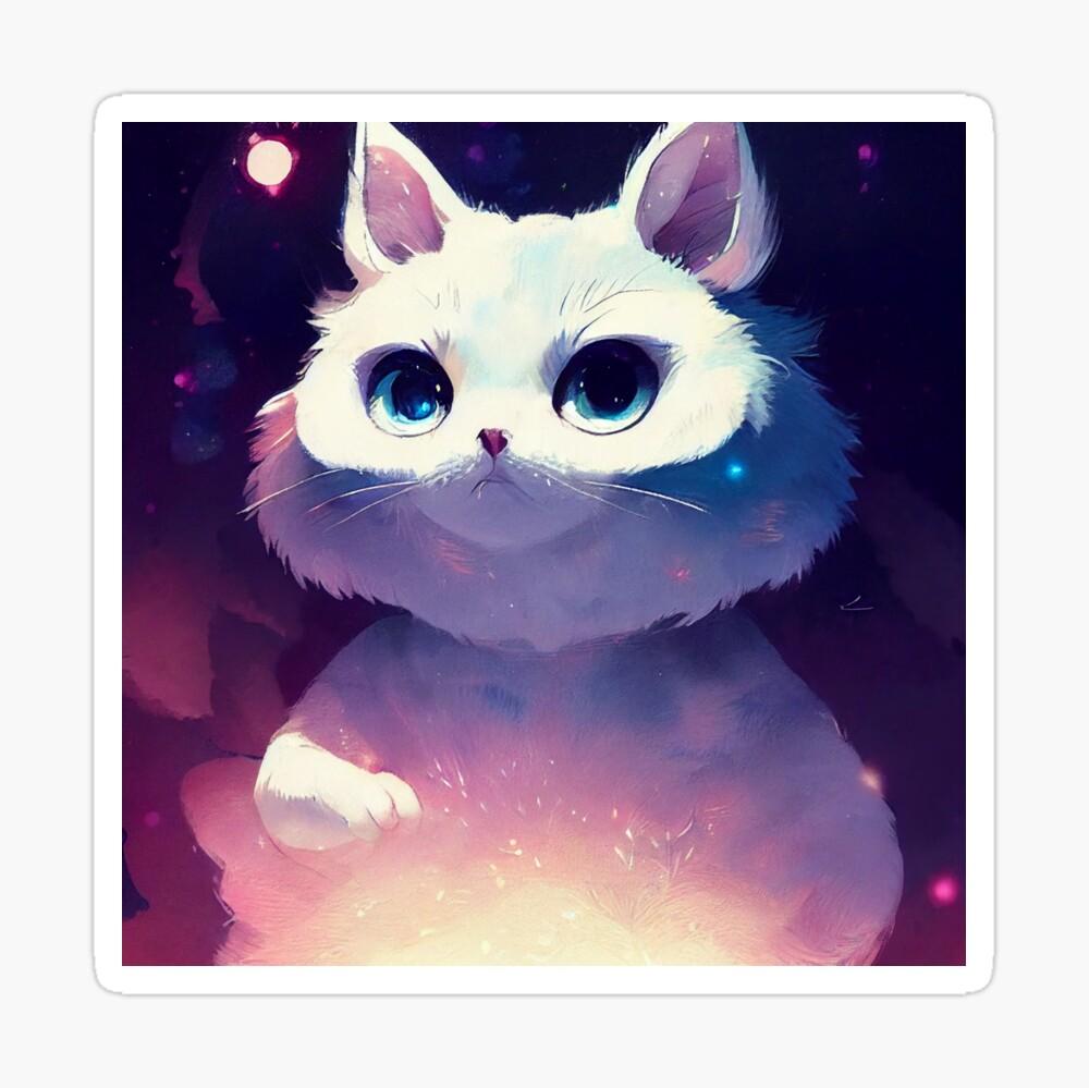Magical Fantasy Kitten Chonky Persian Cat In Anime Style Poster