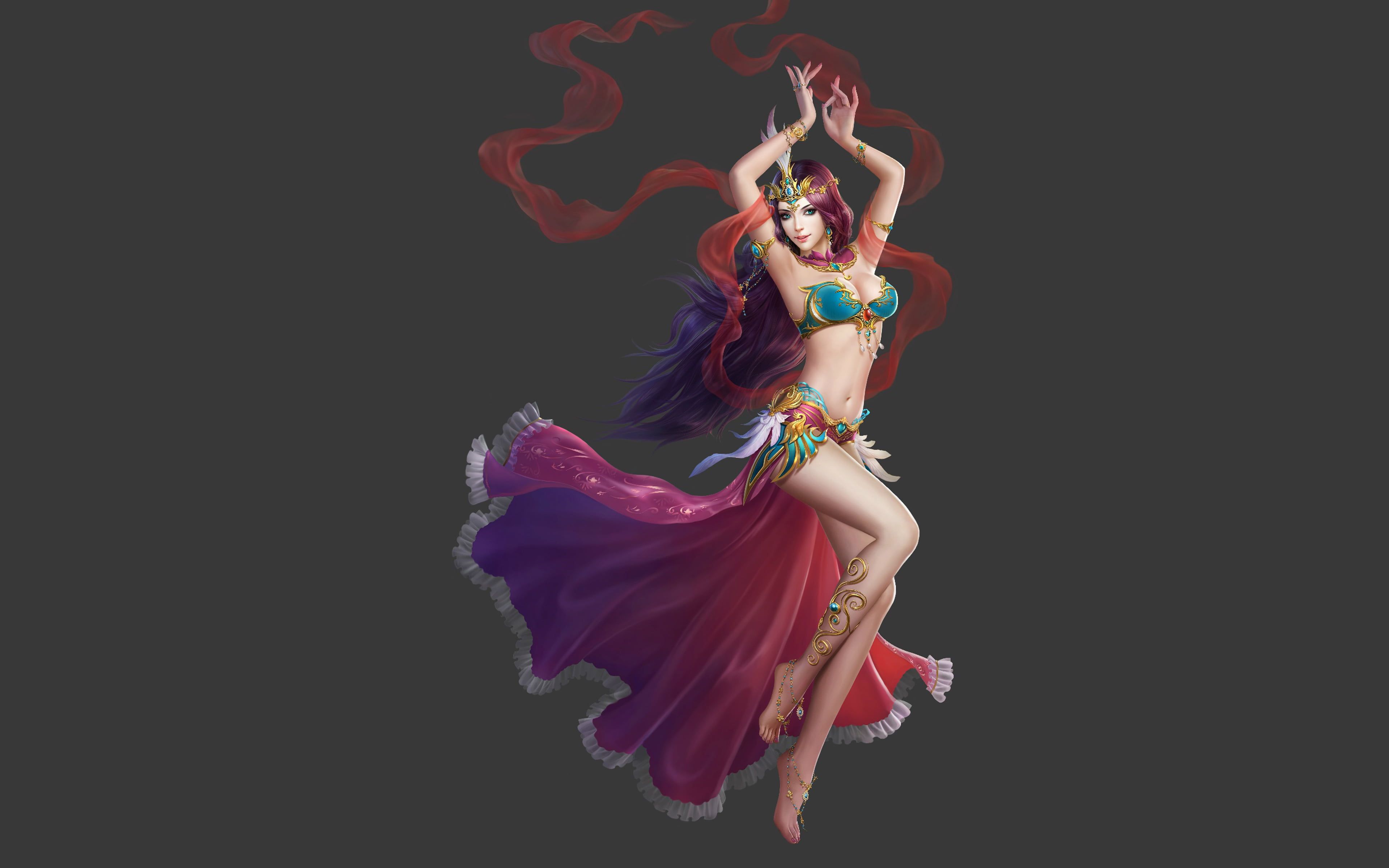 HD Wallpaper Beautiful Girl Fantasy Oriental Dancer Red Long