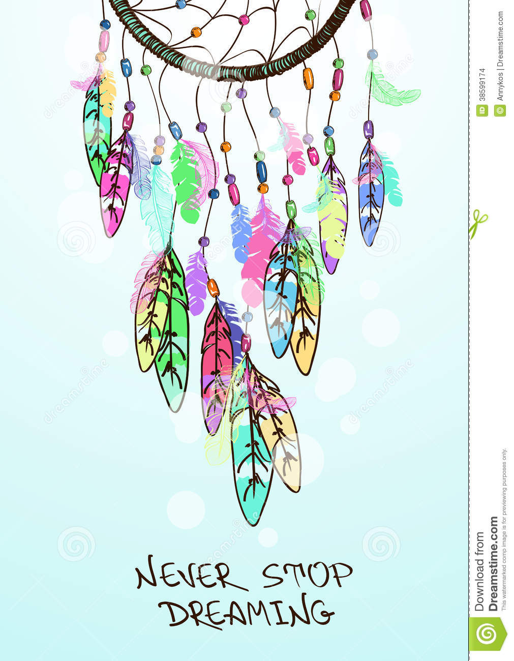 Colorful Ethnic Illustration With American Indians Dreamcatcher